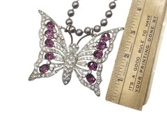 Vintage Art Deco Butterfly Pendant Necklace, Statement Assemblage 28″ Read