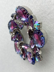 Juliana Wreath Watermelon Brooch Faceted Purple & Clear Rhinestone Silver-Tone