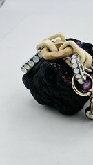 Lanvin Paris Statement Link Bracelet Signed Crystal Wood Resin Designer