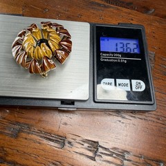 Vintage 1960s Enamel Flower Brooch Pin Brown Mustard Yellow Black 1.5”