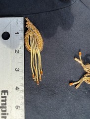 Vintage Rhinestone pendant & Clip On Earrings Set Amber Topaz Dangle Fringe