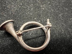 Vintage Sterling Silver 925 French Horn Brooch 3.5 Grams a bit over 1″