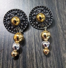 Vintage Silver and Gold Tone Dangle Earrings with Post Backs for Pierced Ears