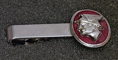 Vtg 50s KINNEY CO. Chrome & Enamel MERCURY Tie Clasp & Box 43mm