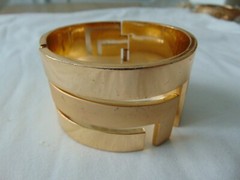 vintage 1970s Lanvin Paris signed gold wide clamp bracelet