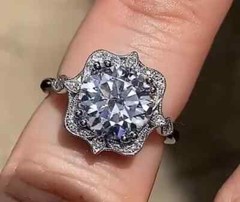 Art Deco Style Round Cut Lab Created Diamond 14K White Gold FN Engagement Ring