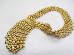Vintage Gold Tone Wide Curb Link Choker Linked Necklace 15.5 Inch