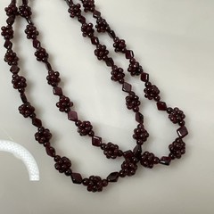 Bohemian Garnet Grape Cluster Necklace Vintage 34″ Long 90 grams
