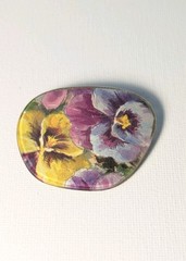 Vintage 60s Eyeglass Lens Multi Color Floral Art Brooch