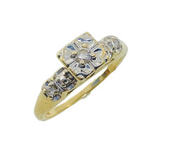 Vintage 10K Gold 3 Stone Diamond Engagement Ring
