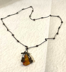 Old Amber Pendant Natural Baltic Yellow Honey Vintage Necklace