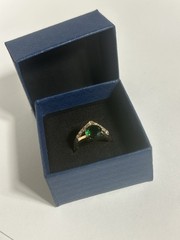 Vintage Green Cubic Zirconia Ring Gold Plated Womens Size 6.5