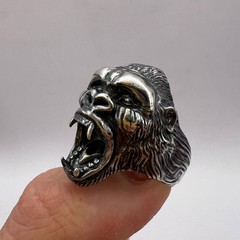 Massive Author’s Vintage Men’s Jewelry Ring Head of Gorilla Marked Size 9.5