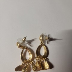 Antique 80th Roman gold white stones small chandelier stud earrings