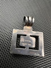 Vintage TR-110 Mexico Sterling Silver Malachite Pendant Modernist Taxco Style