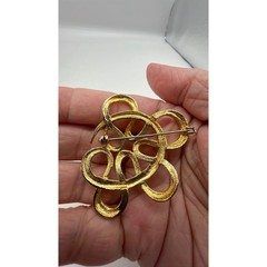 Vintage Abstract Gold Swirl Brooch Mid Century Minimalist Sculptural Gold Tone