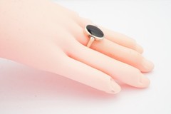 Vintage Sterling Silver 925 Mother Of Pearl Black Onyx Spinner Ring Size 7