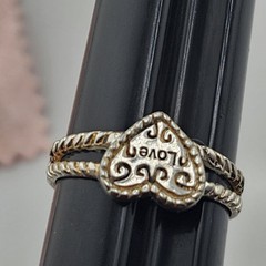 Vintage Sterling Silver 925 Heart Ring Size 8.25 “Love Is A Treasure”