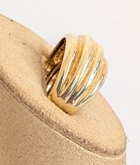 Vintage Avon RJ Gold Plated Ribbed Dome Ring Adjustable 8-9