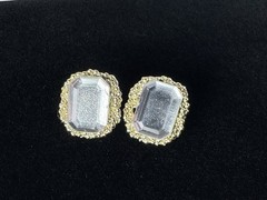 Vintage GoldTone Clear Faceted Rhinestone Stud Classy Dressy Earrings