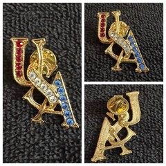 USA Patriotic Jewelry Lot 6 Pc Flag Pins Brooch Earrings Ribbon Metal Rhinestone