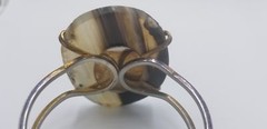 Vintage Handmade Big Oval Cut Smoke Quartz Color Gemstone Silver Tone Bracelet