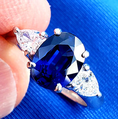 Original EARTH MINED SAPPHIRE DIAMOND Deco Engagement Ring PLATINUM Solitaire 5