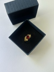 Vintage Red Cubic Zirconia Ring Gold Plated Womens Size 9
