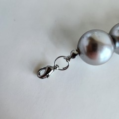 Silver Tone Bead Necklace 17” + 3” Ext Chunky Statement Rhinestone Accent