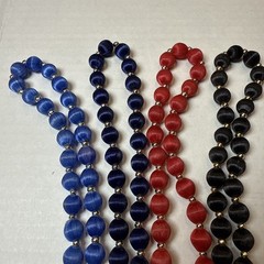 Beaded Necklaces Satin & Silk Vintage – Lot of 4 Red Black Dark Blue Light Blue