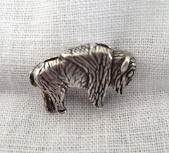 Vintage Sterling Silver Native American Buffalo Bison Pendant RARE