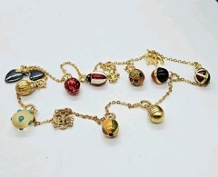 Joan Rivers Faberge Egg Necklace Collection 13 Different Vintage Charms 28 in