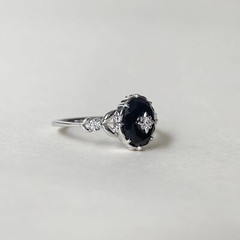 Real Black Onyx 925 Sterling Silver Vintage Look Ring for Women – Handmade Engag