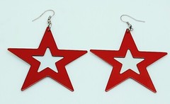 simple double white & red color Star metal Large Drop Dangle fashion earrings