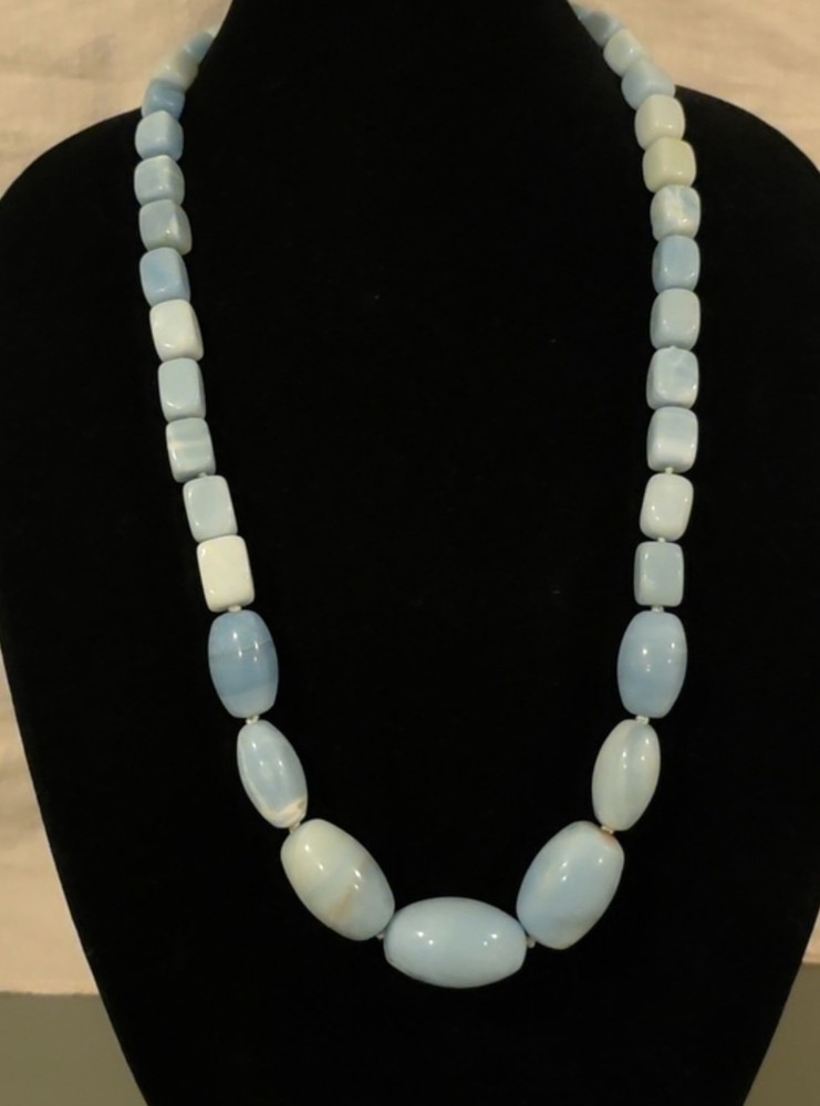 Vintage Israel Sterling Silver Blue Gemstone Bead Statement Necklace Heavy 9.6oz
