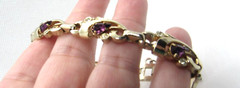 Vintage BARCLAY Faux Diamond Rhinestone Amethyst Statement Bracelet 1 1/4″