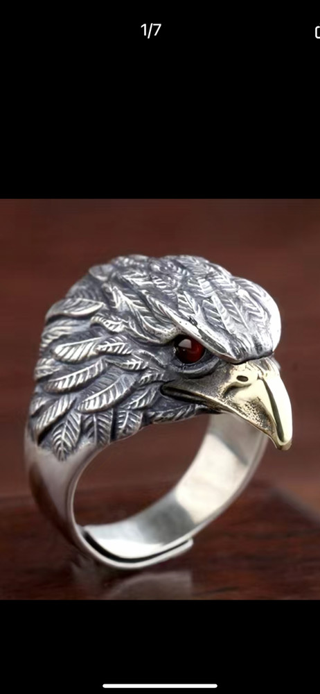 Vintage Eagle head adjustable ring gothic animal hip hop rock funky ring for men