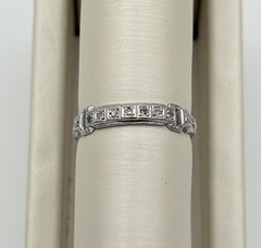 Vintage Antique Art Deco Platinum Diamond Filigree Wedding Band Ring Size 5.75