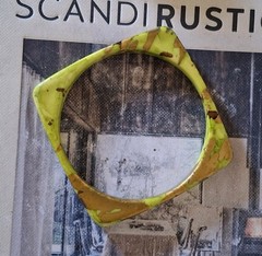 Vintage Lime Green Gold Brown Swirled Bracelet Bangle Unique