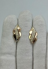 Vintage Original Rose & White Gold Cubic Zirconia Earrings 583 14K 2.47 g.