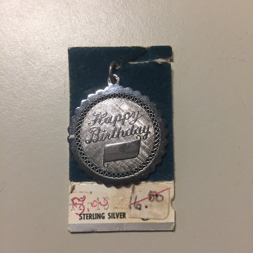 Vintage 1960s Griffith Sterling Happy Birthday Charm NOS
