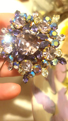 Large Austrian made domed crystal brooch, preowned excellent condition and rare.