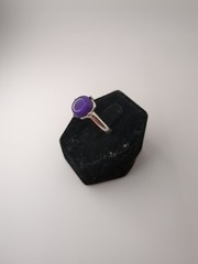 Lot of 2 Rings Size 8.25 Silver Tone Band Pink And Purple Stones