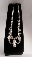 Vintage Prong set Rhinestone Glamorous Bib Statement Necklace 15 in