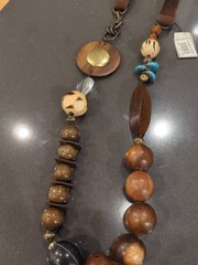 Vintage Boho Chunky Wood Bead Statement Necklace Nordstrom Retail $195 – M64