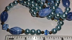 Gorgeous Blue Green 1950s-1960s Mid Century 54″ Necklace. Possibly Japan.