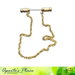Vintage Goldtone Metal Stick Pin With Dangling Goldtone Metal Chain Unisex