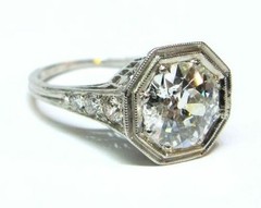 Art Deco 3CT Lab Created Diamond Vintage Octagon Halo Wedding Ring 14K Gold Over