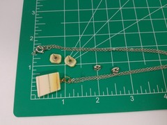 Vtg Scrimshaw Styled Clipper Ship Pendant Necklace Faux Bone Earring Set Lot