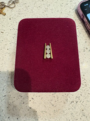 14k Yellow Gold Three Stone Cluster 0.50 Carat Diamond Bar Pendant